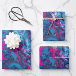 Blue & Pink Marble Acrylic Abstraction Wrapping Paper Sheet