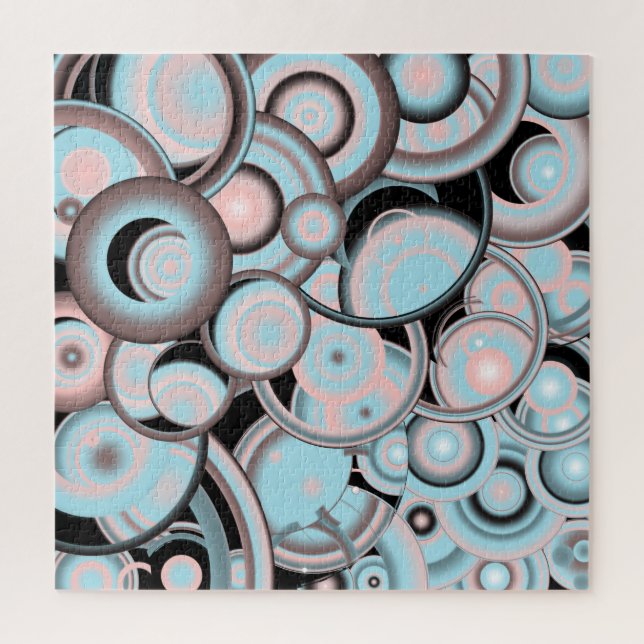 Blue Pink Mocha and Black Gradient Colour Fill Jigsaw Puzzle (Vertical)