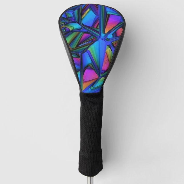 Blue & Pink Modern Abstract Golf Head Cover (Front)