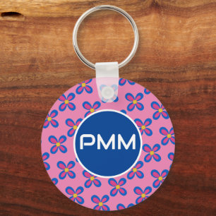 Blue / Pink Monogram Keychain