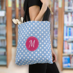Blue Pink Monogram Polka Dots Tote Bag<br><div class="desc">A modern two-tone polka dot design with a chic monogram.</div>