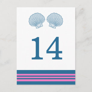 Blue Pink Nautical Seashells Table Postcard