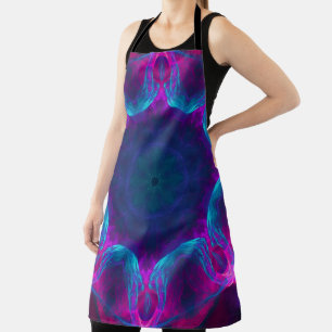 Blue & Pink Neon Dark Kaleidoscope Gradient Apron
