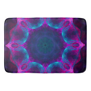 Blue & Pink Neon Dark Kaleidoscope Gradient Bath Mat