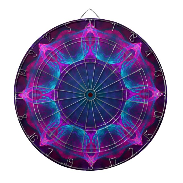 Blue & Pink Neon Dark Kaleidoscope Gradient Dartboard (Front)