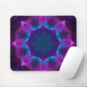 Blue & Pink Neon Dark Kaleidoscope Gradient Mouse Pad