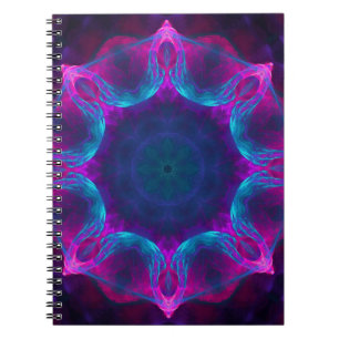 Blue & Pink Neon Dark Kaleidoscope Gradient Notebook