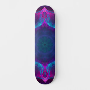 Blue & Pink Neon Dark Kaleidoscope Gradient Skateboard