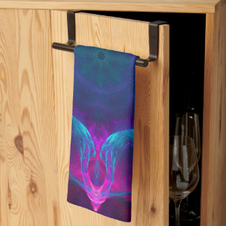 Blue & Pink Neon Dark Kaleidoscope Gradient Tea Towel
