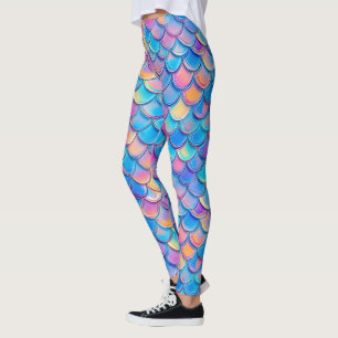 Blue Pink Neon Scale Leggings