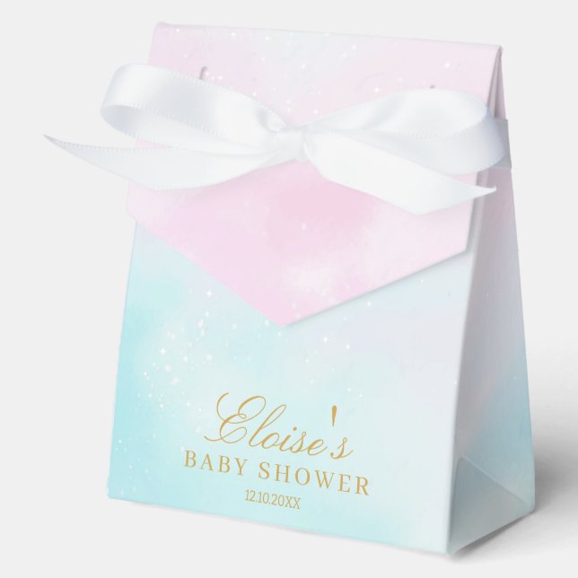 Blue Pink Ombre Gender Reveal Neutral Baby Shower Favour Box (Front)