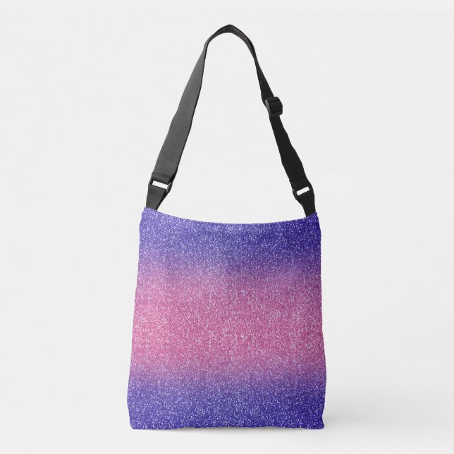 Blue-Pink Ombre Glitters Cross-Body Bag (Front)