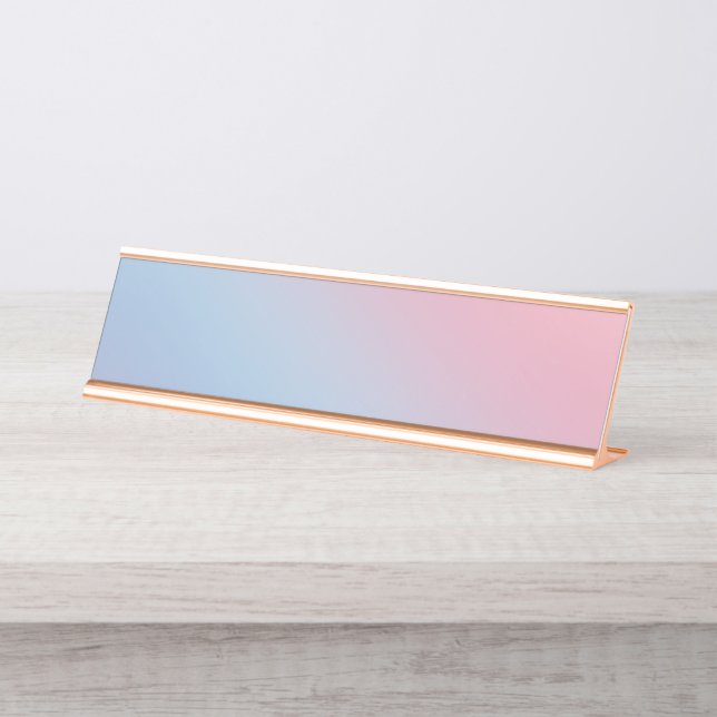 Blue Pink Ombre Gradient Blur Abstract Design Desk Name Plate (Front)