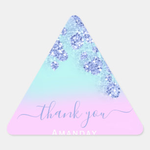 Blue Pink Ombré Triangle Glitter Bridal BIRTHDAY Sticker