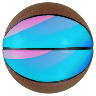 Blue pink ombre watercolor abstract pastel basketball