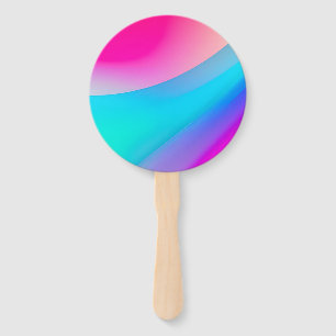 Blue pink ombre watercolor abstract pastel hand fan