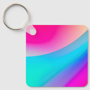 Blue pink ombre watercolor abstract pastel key ring