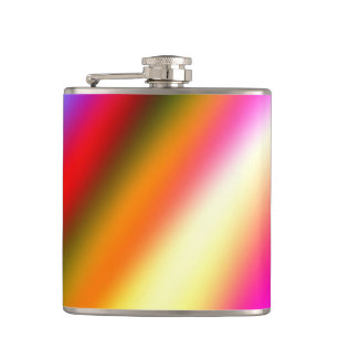 Blue pink ombre watercolor abstract pastel rainbow hip flask