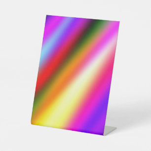 Blue pink ombre watercolor abstract pastel rainbow pedestal sign