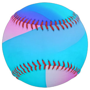 Blue pink ombre watercolor abstract pastel  softball