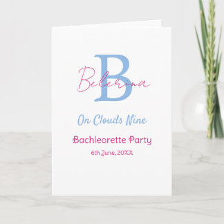 blue pink on clouds nine monogram bachelorette par card
