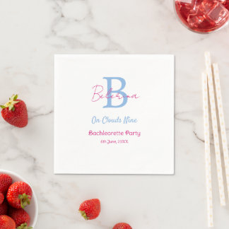 blue pink on clouds nine monogram bachelorette par napkin