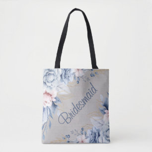Blue & Pink on Grey Wedding Elegance Tote Bag