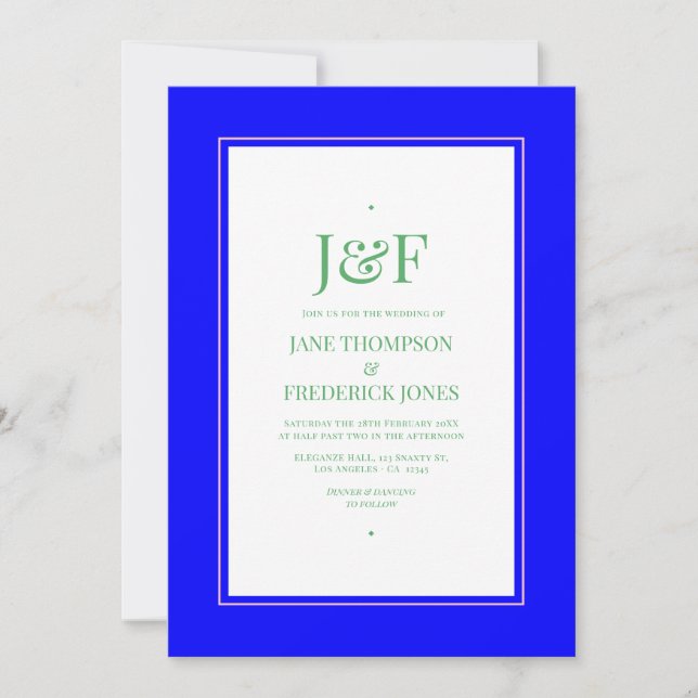 Blue, Pink, Orange, and Green Wedding Invitation (Front)