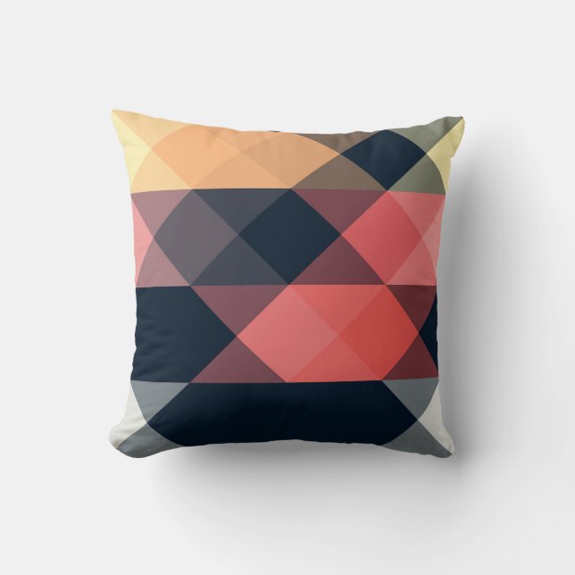 blue pink orange peach geometric cushion (Front)