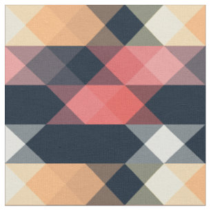 blue pink orange peach geometric fabric