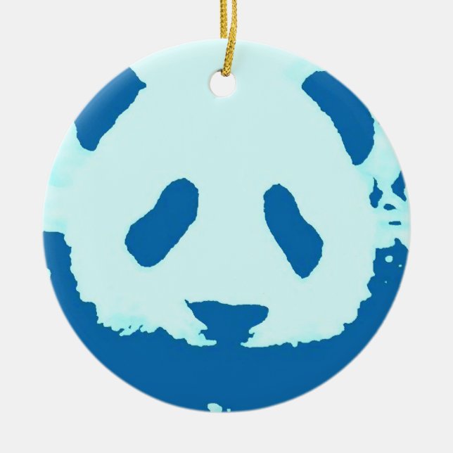 Blue Pink Panda Christmas Tree Ornament (Front)