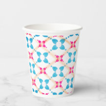 Blue & Pink Pattern Paper Cup