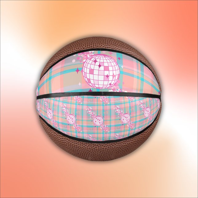 Blue, Pink & Peach Pattern with Glitter & Hearts | Mini Basketball (Creator Uploaded)