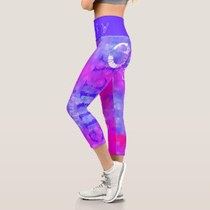 Blue Pink personalised Name 5 Letters Capri Leggings