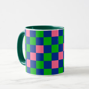Blue Pink Purple Checkered Pattern Design  Mug