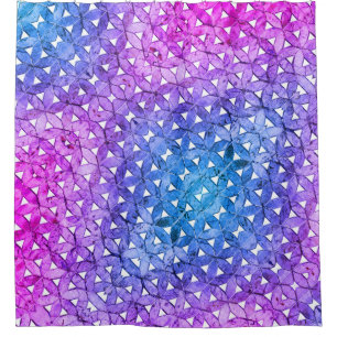 Blue pink purple flower of life, scared geometry  shower curtain