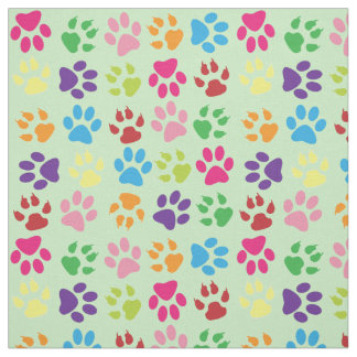 Blue Pink Purple Green Orange Dog Paws Cat Claws Fabric
