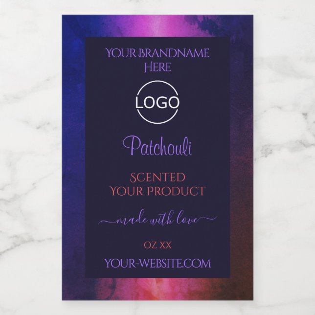 Blue Pink Purple Marble Modern Product Labels Logo (Single Label)