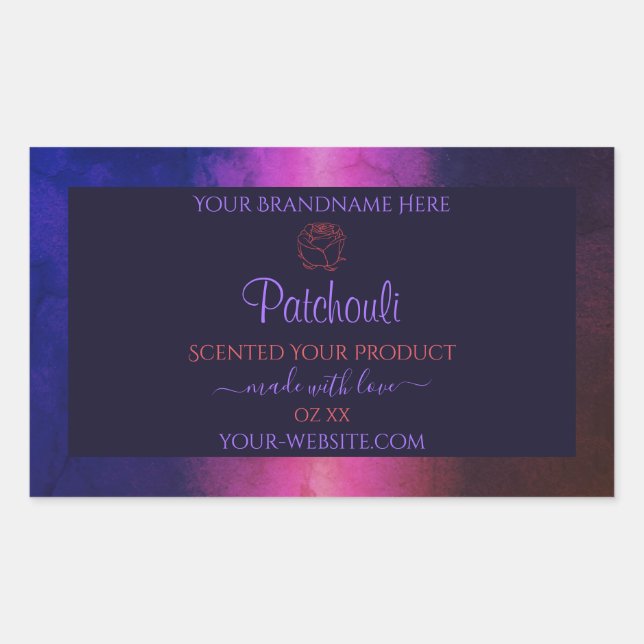 Blue Pink Purple Marble Product Labels Rose Flower (Front)