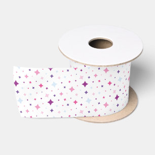 Blue Pink Purple Stars Cosmic Space. Satin Ribbon