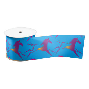 Blue Pink Purple War Horse Brown Satin Ribbon