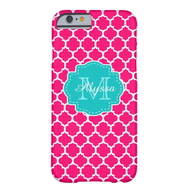 Blue Pink Quatrefoil Personalised Case-Mate iPhone Case (Back)