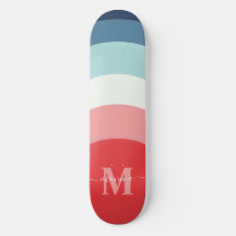 Blue Pink Rainbow Curve Stripes Monogram Name