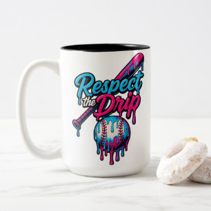 Blue Pink Respect The Drip Baseball Two-Tone Coffee Mug
