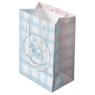 Blue Pink Rocking Horse Gender Reveal Gift Bag