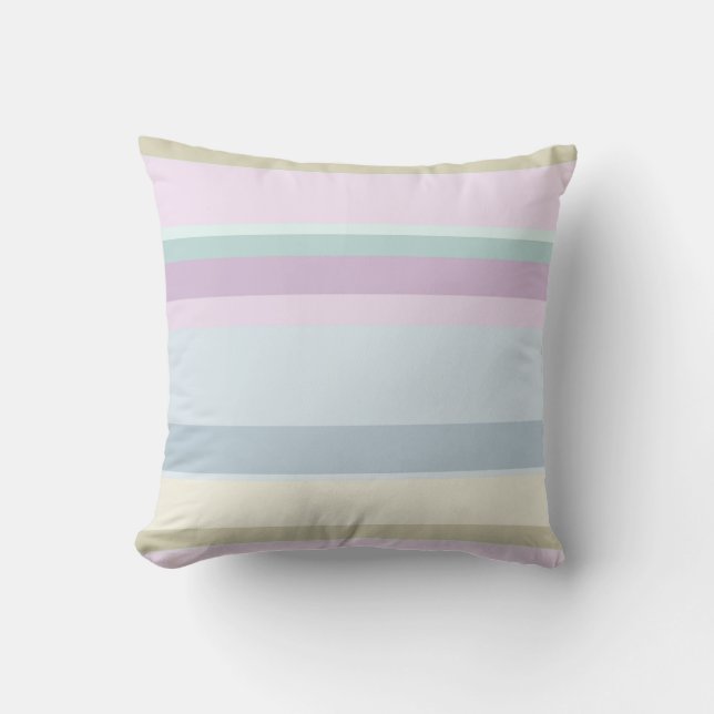 Blue  Pink & Seafoam Minimal Stripe Pattern Cushion (Front)