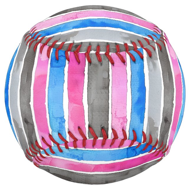 Blue Pink Smoky Grey Stripes Softball (Front)