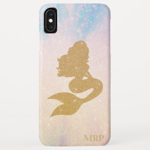 *~* Blue Pink Sparkle Gold Glitter Mermaid iPhone XS Max Case