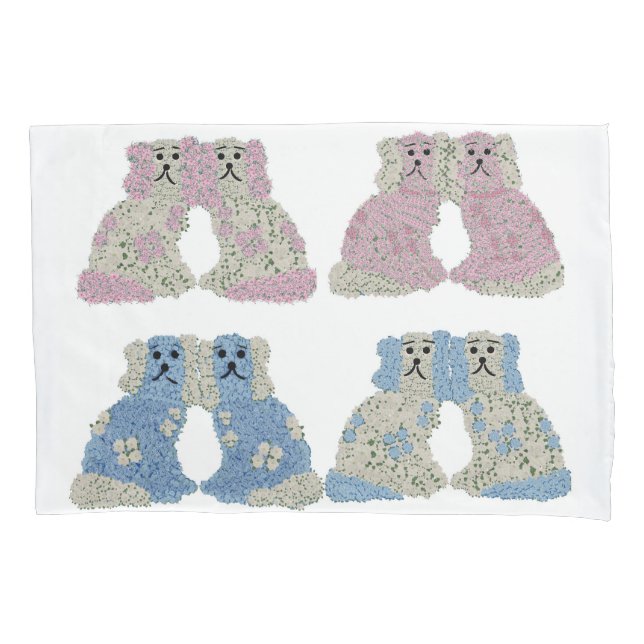  Blue Pink Staffordshire Dogs Ginger Jars Jar Pillowcase (Front)