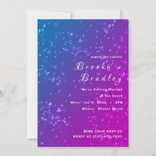 Blue Pink Stardust Wedding Invitation